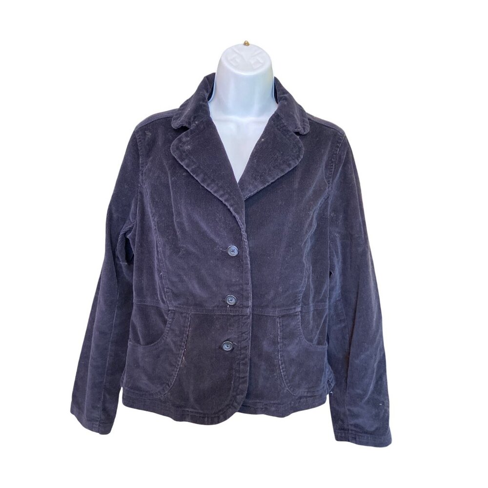 Vintage Y2K St. John’s Bay Corduroy Blazer PM Navy Blue Retro Jacket Cottagecore - Picture 2 of 8